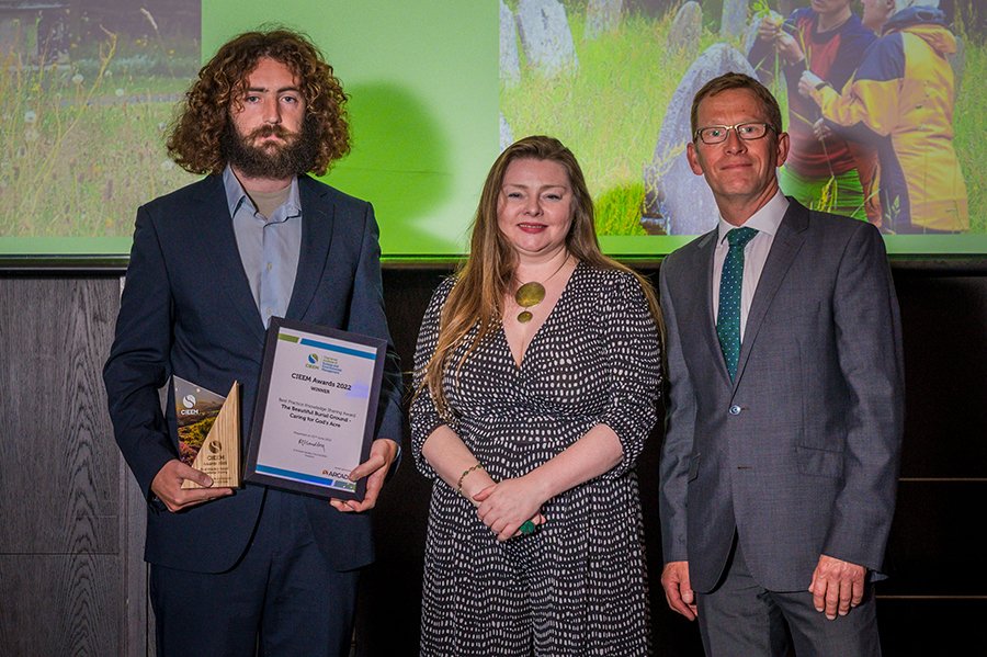 Liam Taylor, Data Manager, receiving the award from CIEEM
